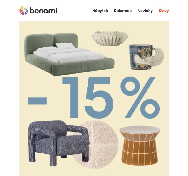 Bonami: sleva 15–40 % na nábytek a dekorace – květen 2026