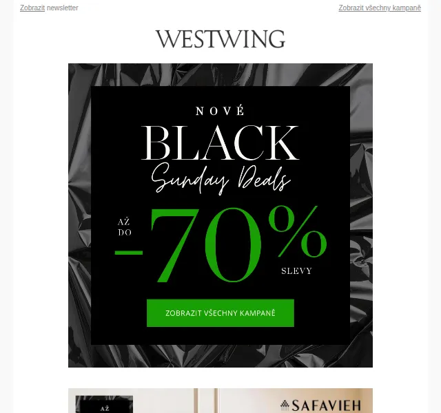 Westwing: Black Sunday deal slevy až -70% – červen 2026 | Nuslet.cz
