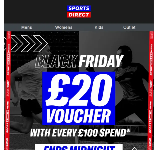 Sportsdirect: sleva až 70 % + voucher £20 k nákupu za £100 – červen 2026 | Nuslet.cz