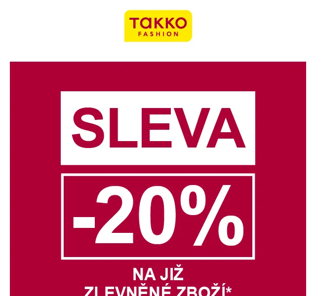 Takko Fashion: -20 % na již zlevněné zboží – červenec 2026 | Nuslet.cz