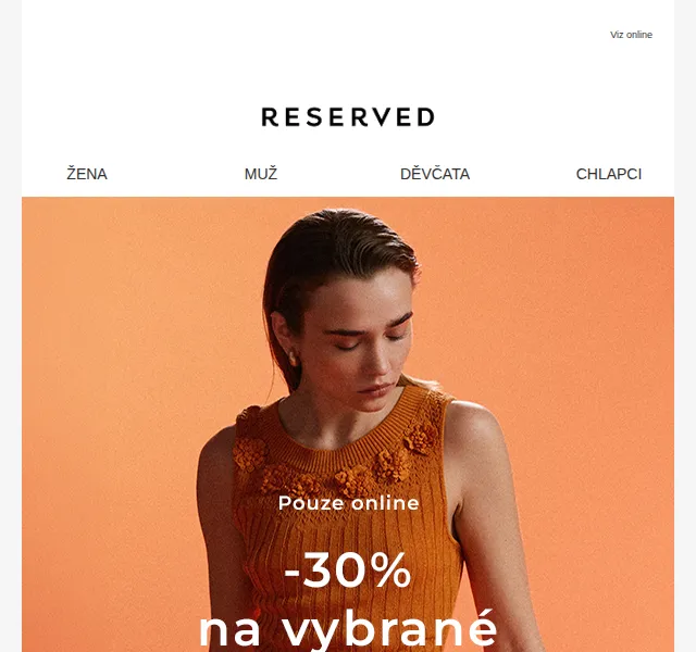 RESERVED: -30 % na všechny nezlevněné produkty – srpen 2026