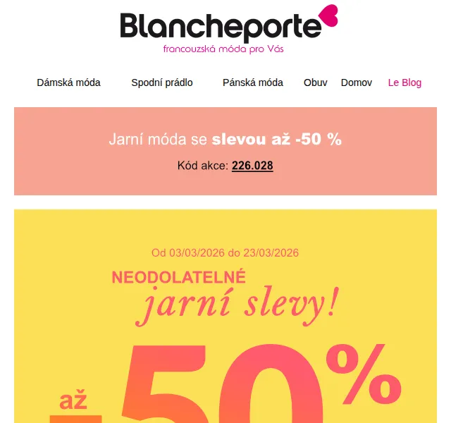 Blancheporte: až -50 % sleva na módu – duben 2026 | Nuslet.cz