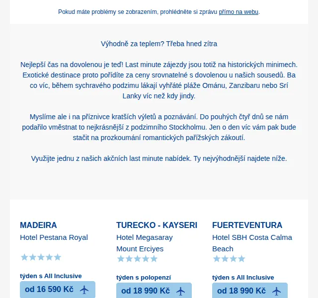 Čedok: Last minute zájezdy – ušetřete až desítky tisíc – červen 2026 | Nuslet.cz