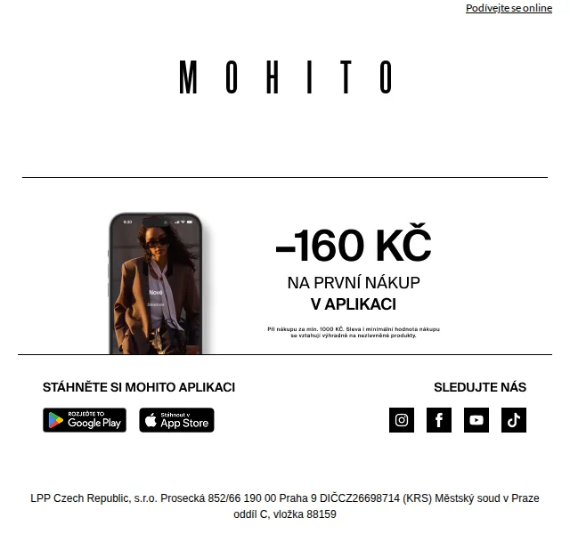 MOHITO: -20 % na zlevněné produkty – červen 2026