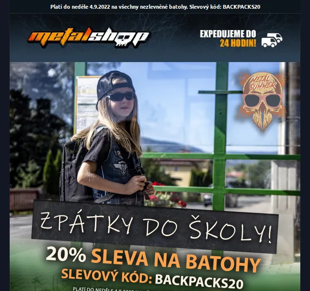 METALSHOP: 20% sleva na batohy Killstar, AC/DC, Metallica – červen 2026 | Nuslet.cz