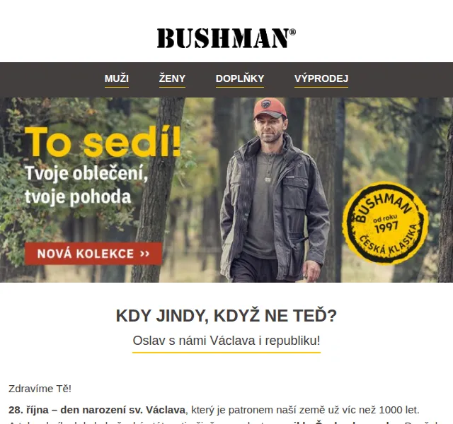 BUSHMAN: Sleva na podzimní kolekci – říjen 2026 | Nuslet.cz