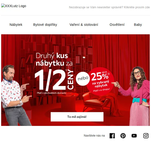 XXXLutz: Nábytek se slevou 25% – červen 2026 | Nuslet.cz