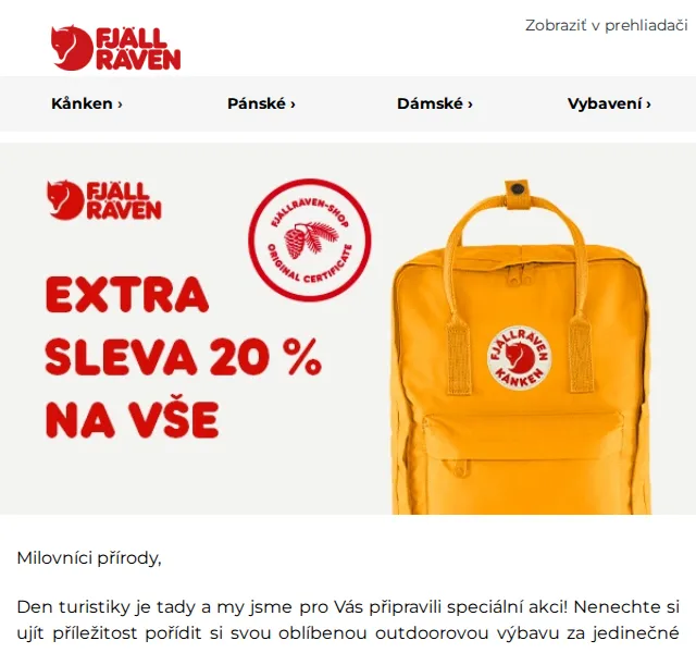 Fjallraven-shop: 20 + 30 % sleva na outdoor – červen 2026 | Nuslet.cz