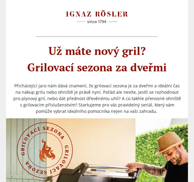 Ignazrosler.cz: Grily na dřevěné uhlí a plynové grily – červen 2026 | Nuslet.cz