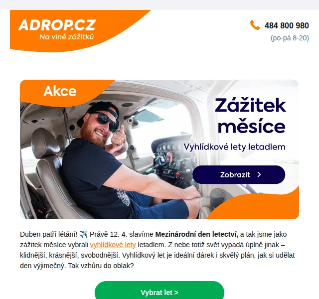 Adrop.cz: Vyhlídkové lety od 999 Kč – červenec 2026 | Nuslet.cz