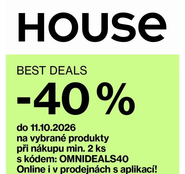 HOUSE: Sleva -40 % – září 2026