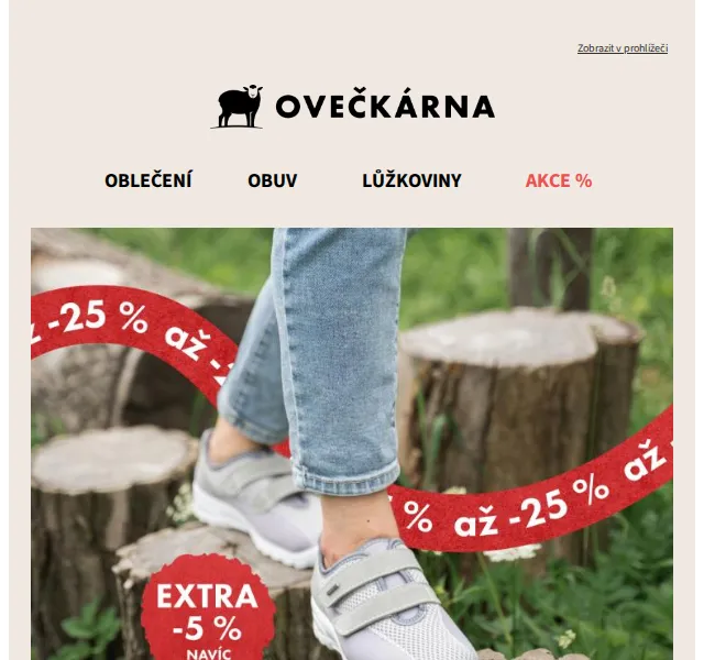 Ovečkárna: Extra 5 % na obuv – březen 2026 | Nuslet.cz