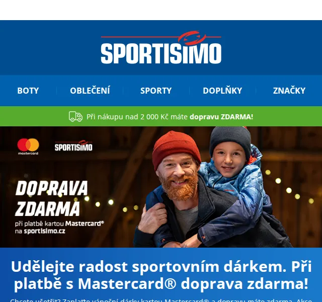 Sportisimo: Doprava zdarma s Mastercard od 500 Kč – červen 2026 | Nuslet.cz
