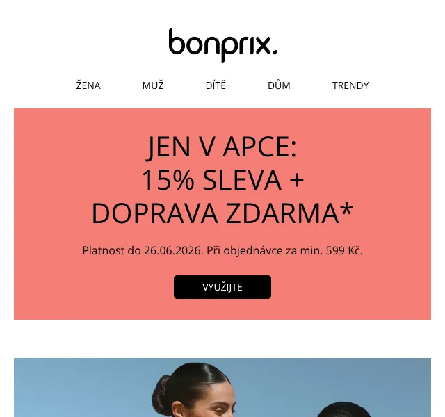 Bonprix: 15% sleva + doprava zdarma – červen 2026