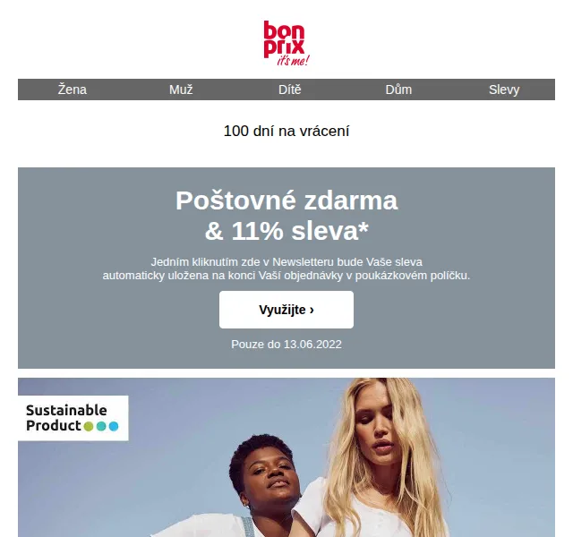 bonprix: 11% sleva a poštovné zdarma – červen 2026 | Nuslet.cz