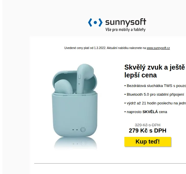 Sunnysoft: Sluchátka od 279 Kč, teploměry a fén Xiaomi – červen 2026 | Nuslet.cz