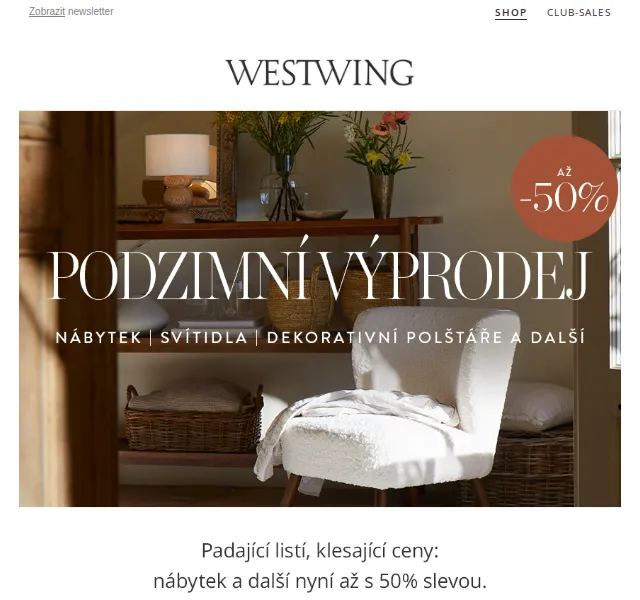 WestwingNow: Podzimní výprodej až do -50 % – červen 2026 | Nuslet.cz
