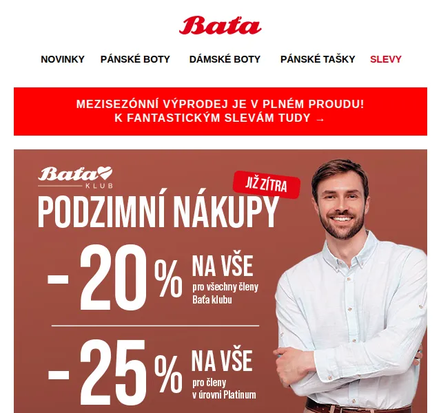 Baťa: podzimní výprodej se slevami až 58 % – červenec 2026 | Nuslet.cz