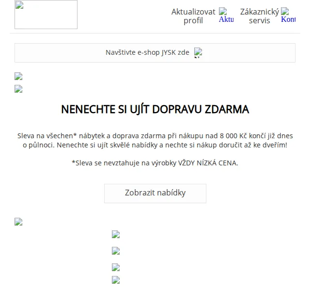 JYSK: Doprava zdarma při nákupu nad 8000 Kč – červen 2026 | Nuslet.cz