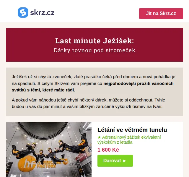 Vánoce na Skrz: dárky do obálky od 199 Kč – červen 2026 | Nuslet.cz