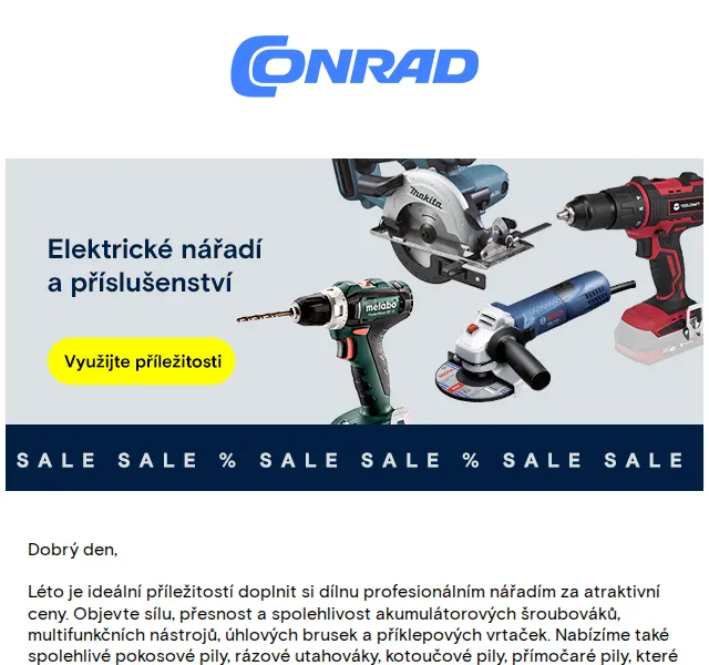 Conrad Electronic: Výprodej elektrického nářadí – červen 2026 | Nuslet.cz