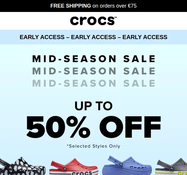 Crocs: Mid-Season Sale – až 50% sleva – červen 2026 | Nuslet.cz