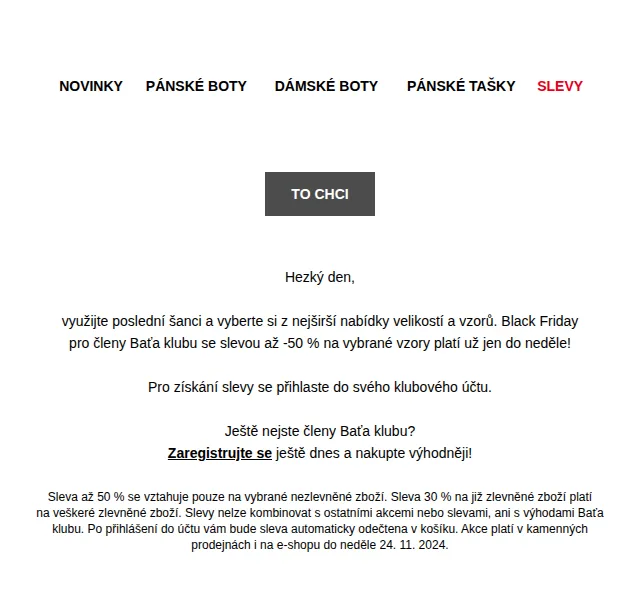 Baťa: BLACK FRIDAY – slevy až 50 % – červen 2026 | Nuslet.cz