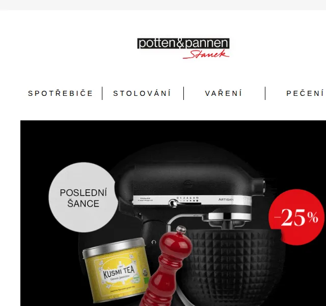 Potten & Pannen - Staněk: sleva 25 % na KitchenAid – duben 2026