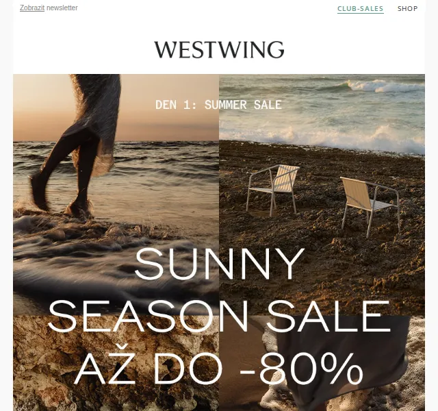 Westwing: BIG SUNNY SEASON SALE až do -80 % – červen 2026 | Nuslet.cz