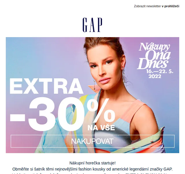 GAPstore.cz: Extra sleva 30 % na vše – červen 2026 | Nuslet.cz