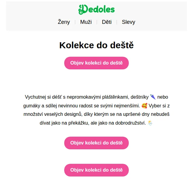 Dedoles: Déšť jako zábava! Nová kolekce – červenec 2026 | Nuslet.cz