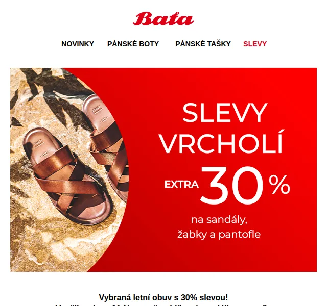 Baťa: Sleva 30 % na letní obuv – červen 2026 | Nuslet.cz