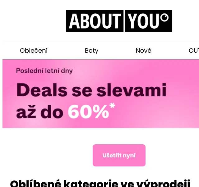 ABOUT YOU: slevy až 60 % – srpen 2026