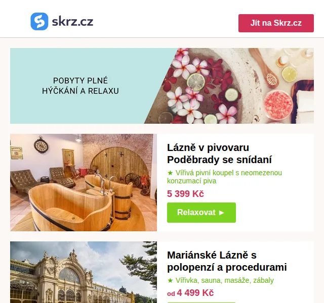 Skrz: Lázeňské wellness pobyty od 2 199 Kč – červen 2026 | Nuslet.cz