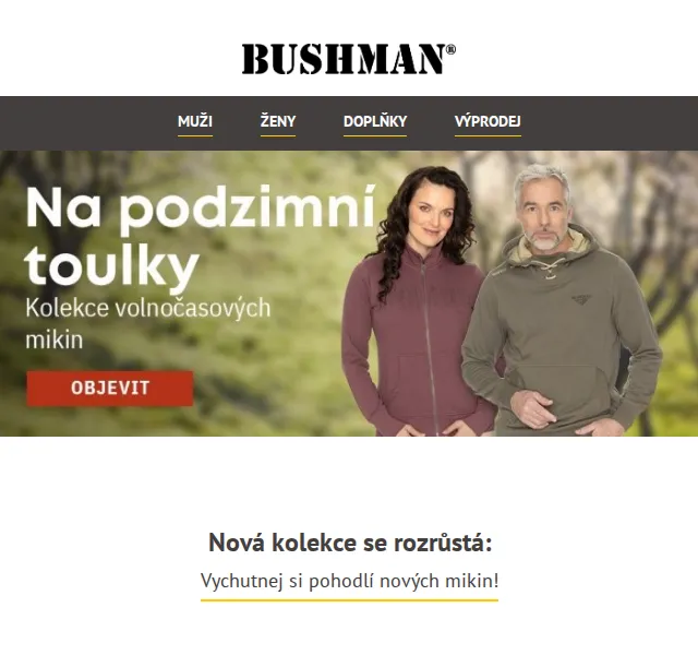 BUSHMAN: Mikiny od 2 499 Kč a nůž TOADSTOOL za 299 Kč – červen 2026 | Nuslet.cz