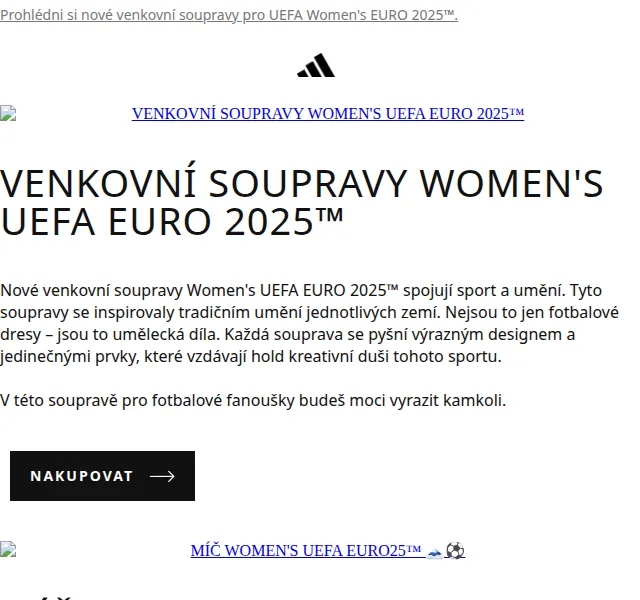 Adidas: Nové venkovní soupravy UEFA Women's EURO 2025™ – červen 2026 | Nuslet.cz