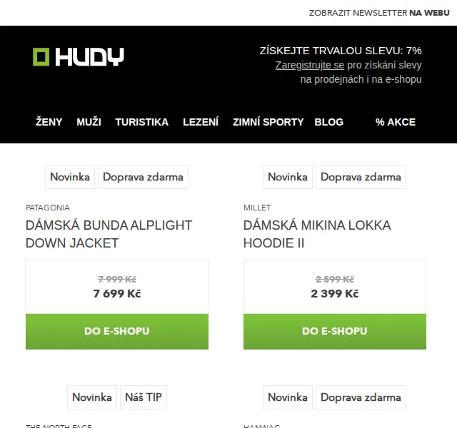 Hudy: Jarní kolekce 2026 – slevy až 50 % na Patagonii, The North Face | červen 2026 | Nuslet.cz