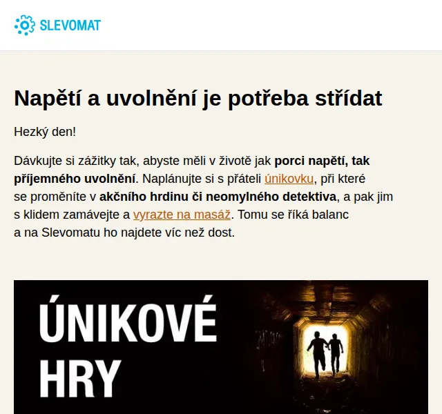 Slevomat: Únikové hry a relaxace od 249 Kč – červen 2026 | Nuslet.cz