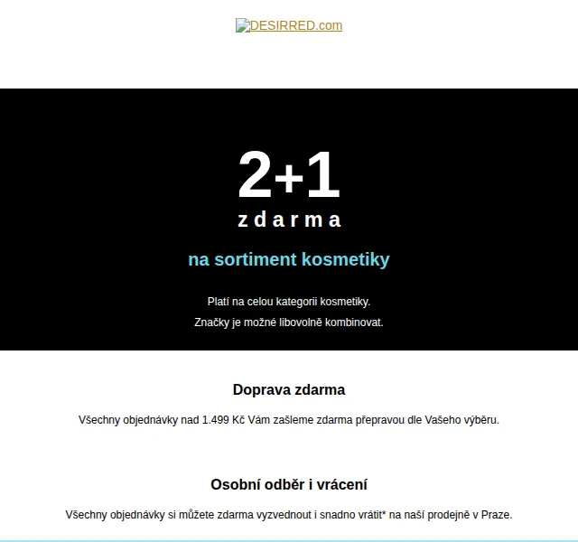 DESIRRED: 2+1 ZDARMA kosmetika – červen 2026 | Nuslet.cz