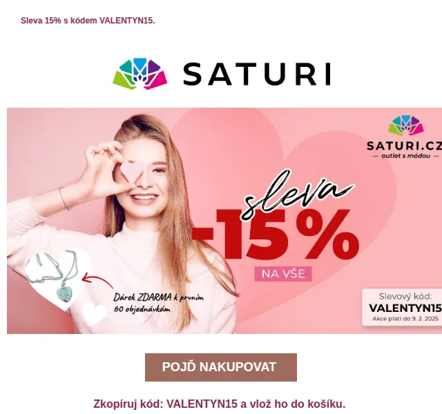 Saturi: 15% sleva na oblečení – červen 2026 | Nuslet.cz