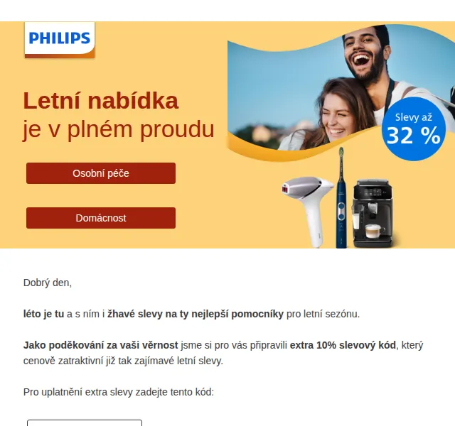 Philips: Letní slevy až 32 % + kód LETO10 – červen 2024 | Nuslet.cz