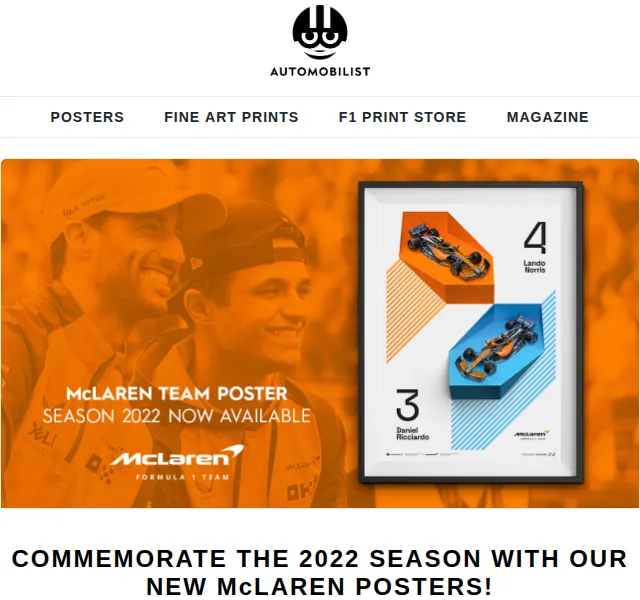 Automobilist: McLaren F1 plakát Lando Norris & Ricciardo – červen 2026 | Nuslet.cz