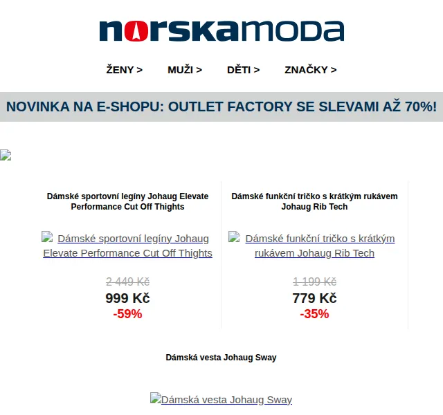 Norskamoda.cz: Outlet Factory se slevami až 70 % – červen 2026 | Nuslet.cz
