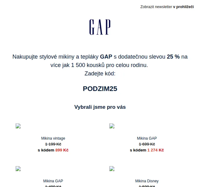 GAPstore.cz: Extra 25 % na mikiny a tepláky – červen 2026 | Nuslet.cz