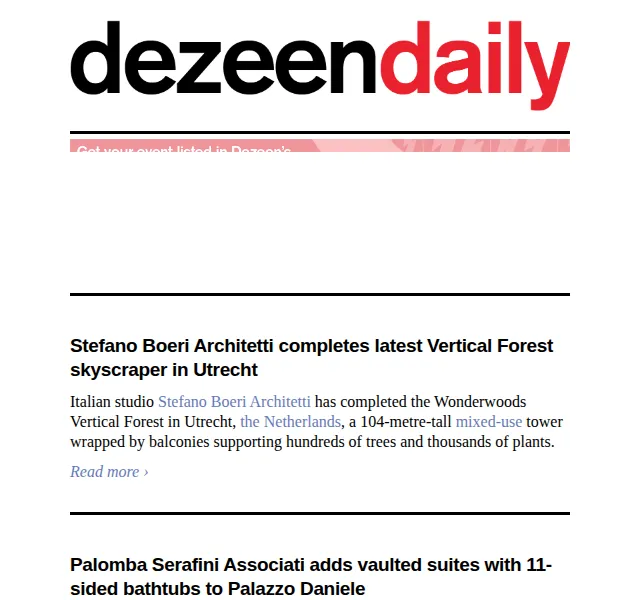 Dezeen Daily: Novinky z architektury a designu – červen 2026 | Nuslet.cz