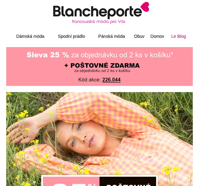 Blancheporte: Sleva 25 % + doprava zdarma – duben 2026 | Nuslet.cz