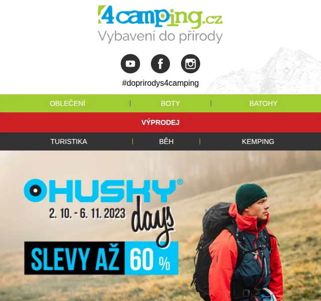 4camping.cz: Husky days až 60% slevy – červen 2026 | Nuslet.cz
