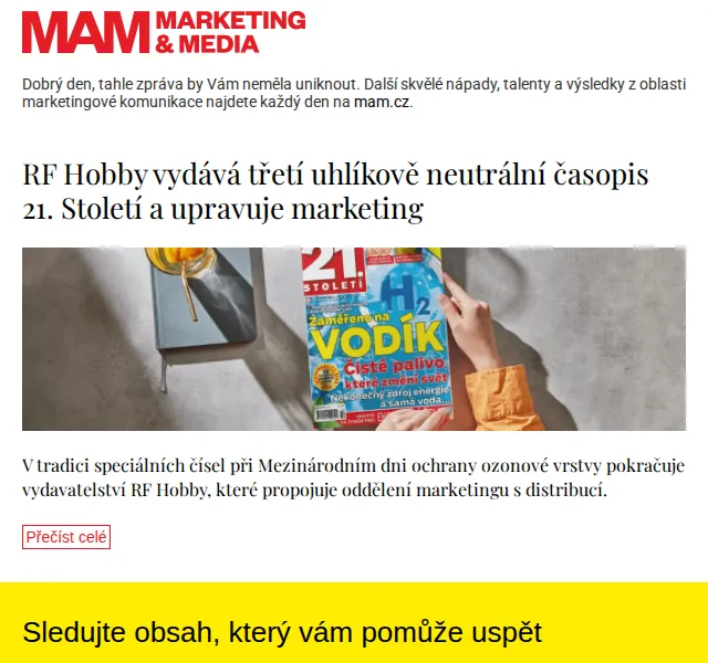 Marketing & Media: RF Hobby vydává uhlíkově neutrální časopis – červen 2026 | Nuslet.cz