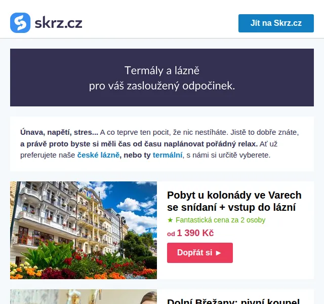 Skrz: Lázně a wellness od 1 390 Kč – červen 2026 | Nuslet.cz