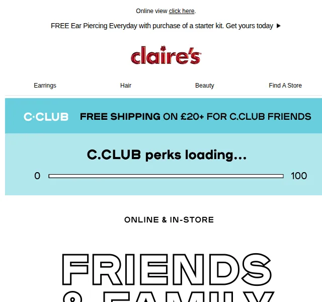 Claire's: Extra 25% sleva na Friends & Family – červen 2026 | Nuslet.cz